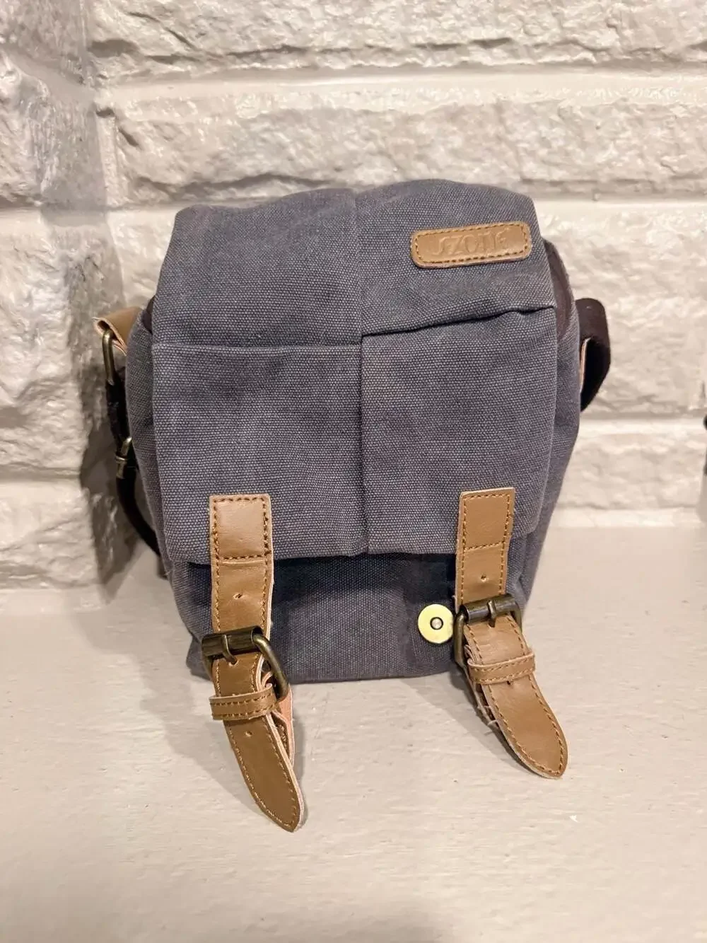 S-Zone Canvas and Leather Trim DSLR SLR Camera Shoulder Messenger Bag